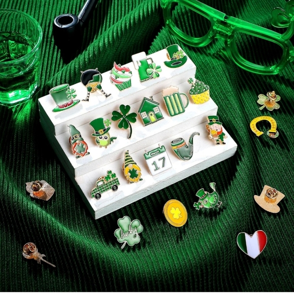 100 Pcs St. Patrick's Day Enamel Pins Bulk for Women Girls Shamrock Lapel Pins B - Picture 3 of 3